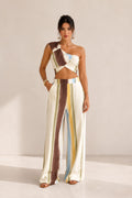 Painted Stripe One-Shoulder Wide-Leg Set