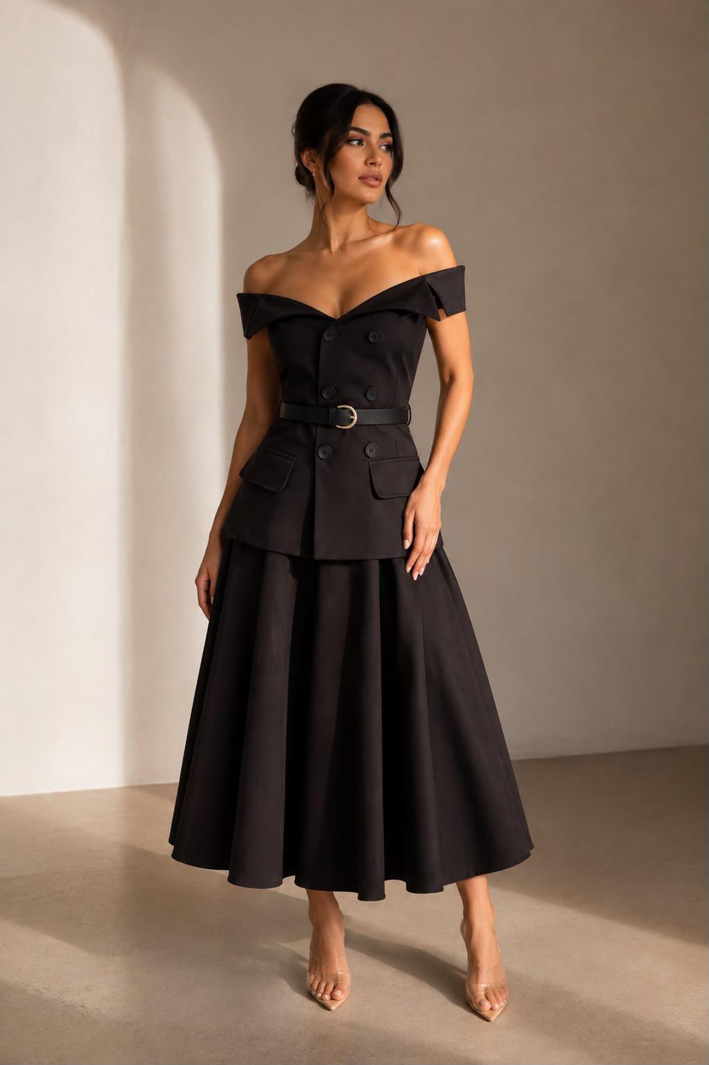 The Parisian Double-Breasted Peplum Two Pieces Set