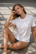 ROSE LINE ART COTTON RELAXED T-SHIRT