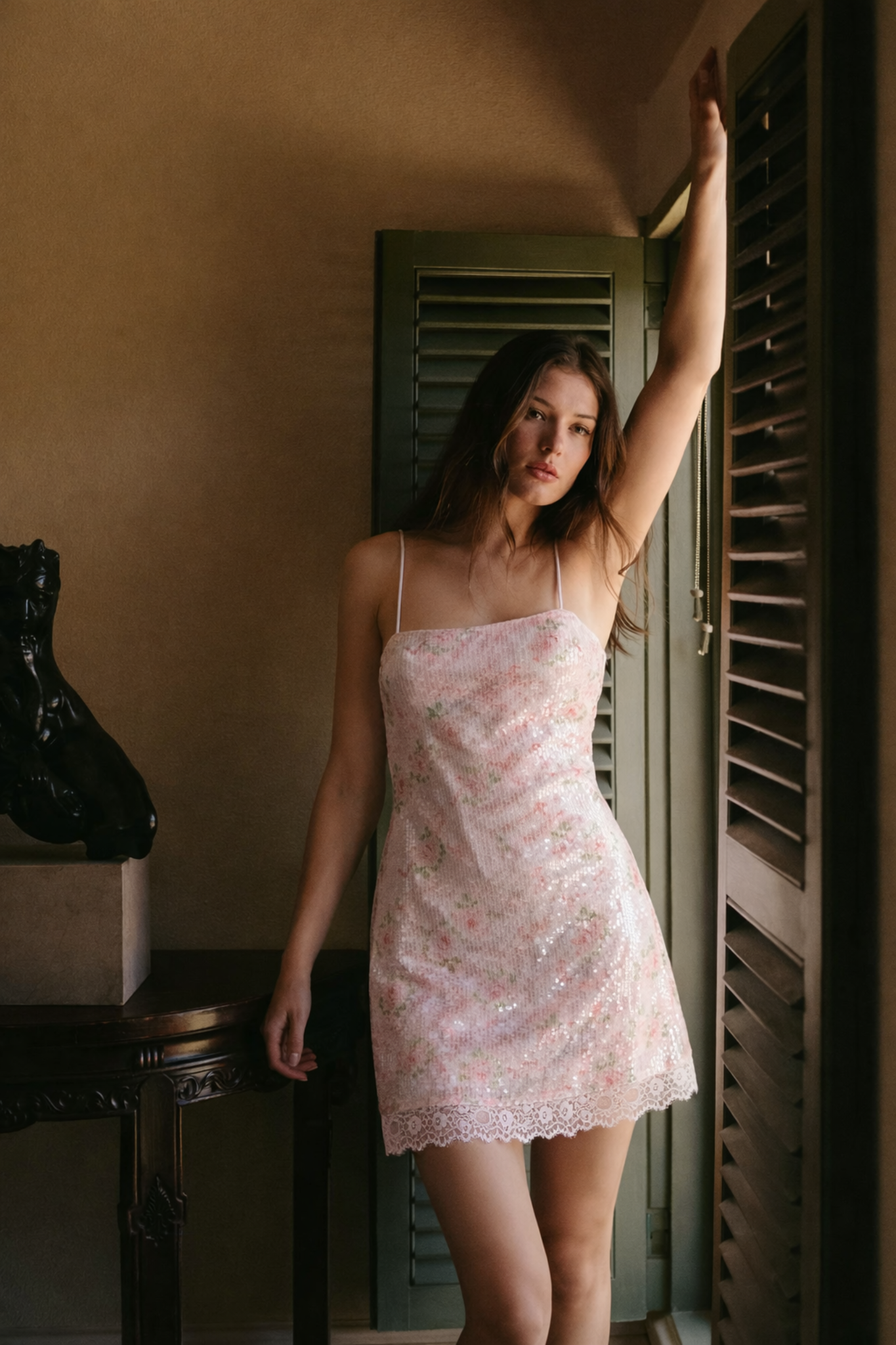 ROSE PETAL SEQUIN MINI DRESS