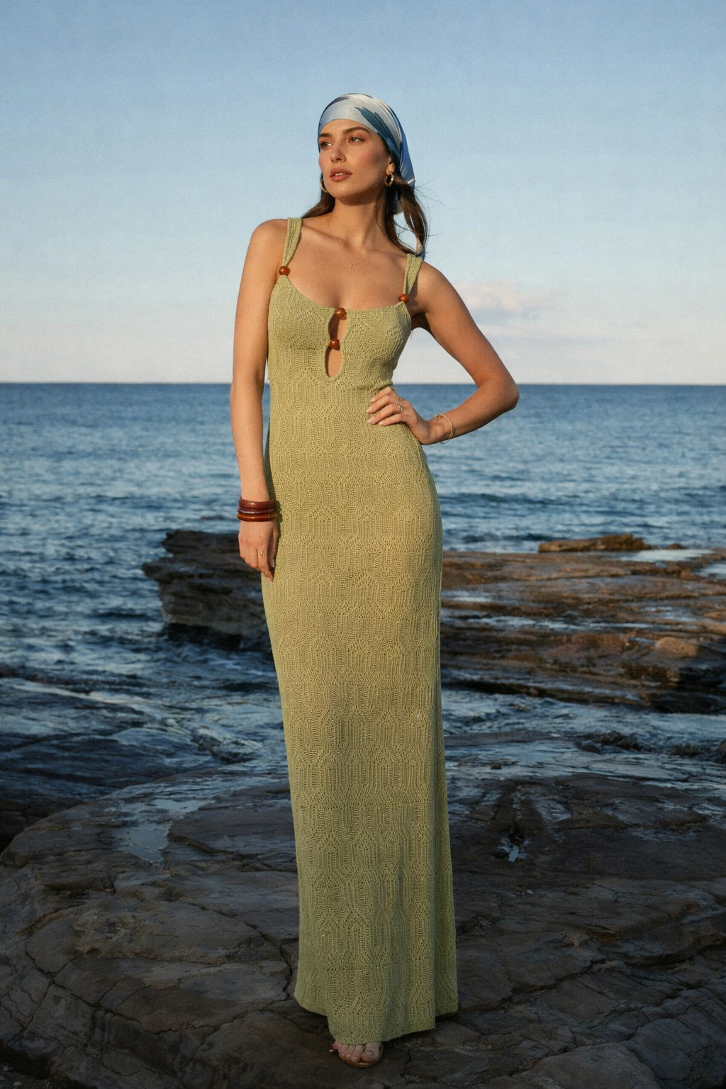 NAIRA SHIMMER COASTAL MAXI DRESS
