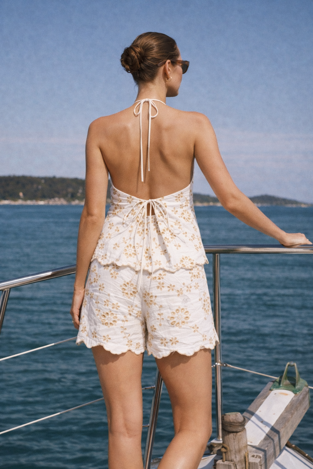 COASTAL EMBROIDERED HALTER SET