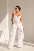 Flora Floral Corset & Wide-Leg Pants Set