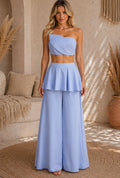 Powder Blue Sculptural Peplum Two-Piece Set