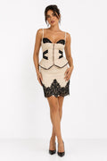 Contrast Lace Bustier and Mini Skirt Set